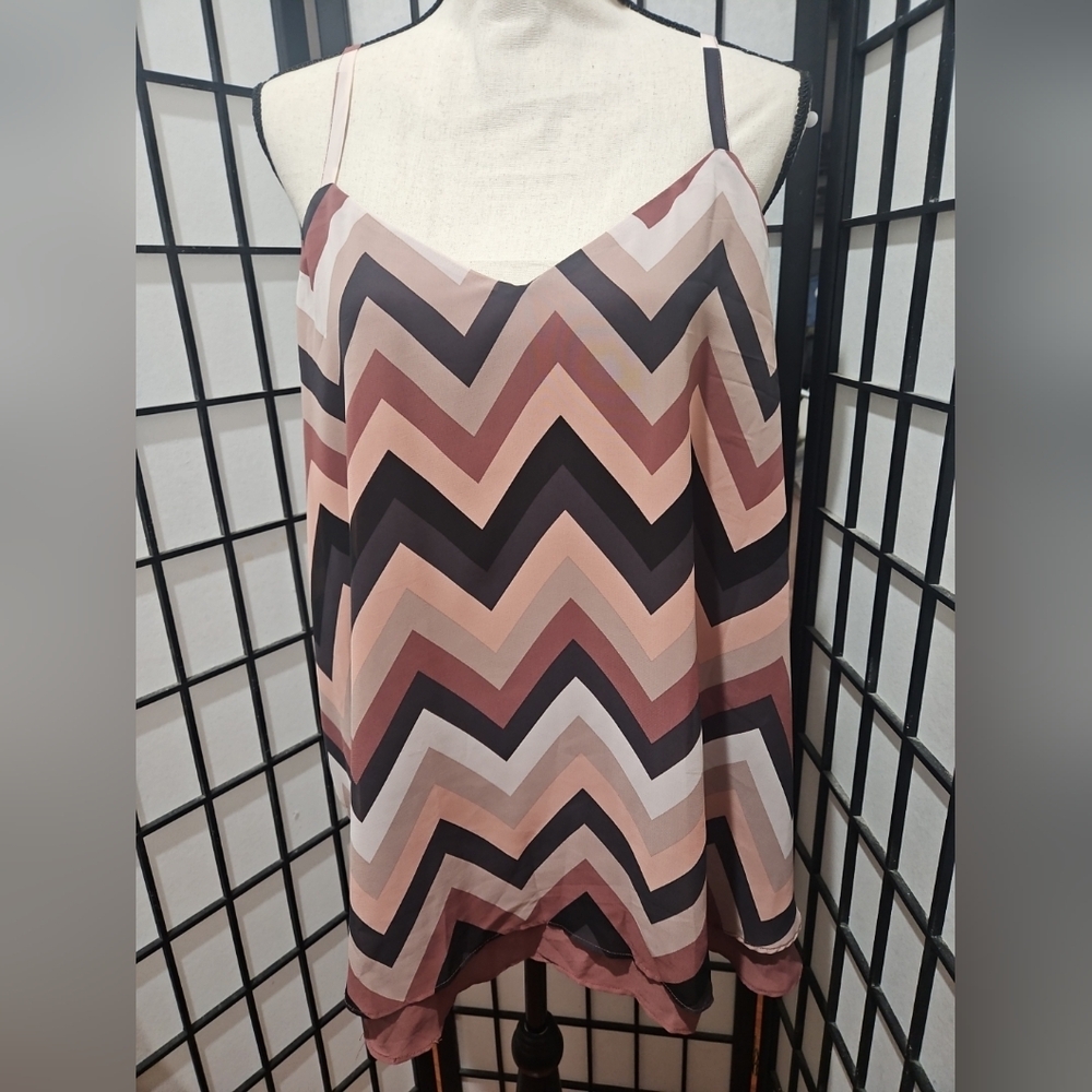 Torrid Pink and Brown Asymmetrical Camisole